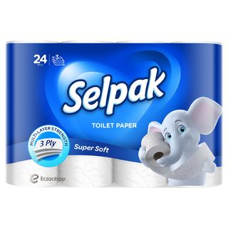 Papier toilette blanc super soft 3 plis x24pcs - SELPAK