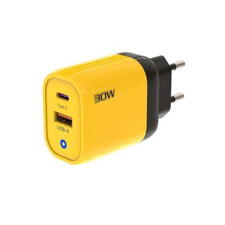 USB charger 30W Power Quick Charge 3.0 ყვითელი