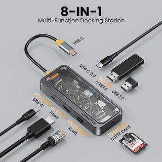 8 In 1 USB-C Hub Type C To 4K HD Adapter