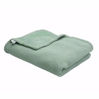 COUVERTURE TRICOT VERT SAUGE - 75*100CM