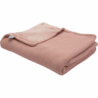 COUVERTURE TRICOT VIEUX ROSE - 75*100CM