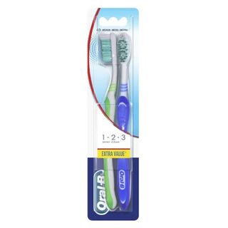 Oral b - Cepillo de dientes medio 123 shiny clean - 2 uds