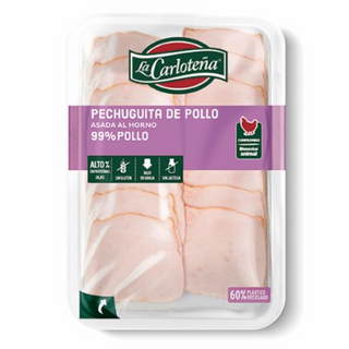 La Carloteña Pechuguita De Pollo Asada Lonchas S/ Gluten 100g