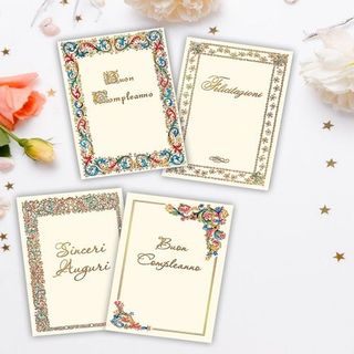 4 Mini Biglietti 6x7,5cm Assortiti Elegante - 000098264