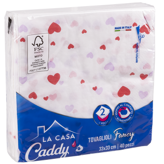 Caddy's Tovaglioli 33x33 Cuori O Love 40 Pezzi - 000798085