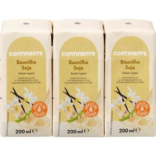 Bebida Vegetal de Soja Baunilha Continente (emb. 3 x 200 ml)