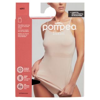 Pompea Seamless Canotta Spalla Stretta In Microfibra L/xl Nero - 000063582