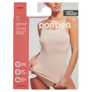 Pompea Seamless Canotta Spalla Stretta In Microfibra S/m Bianco - 000063580