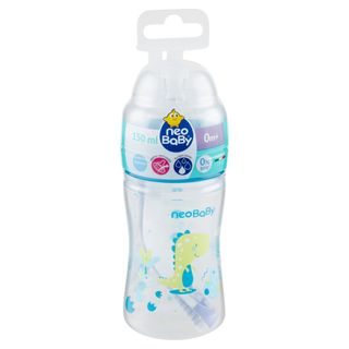Neo Baby Biberon Plastica Collo Largo 150 Ml 0m+ Dino Blu - 000600139