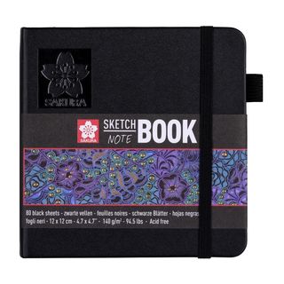 Скетчбук Sakura 140 Гр/м, 12х12 См. Черная Бумага. (1158404)