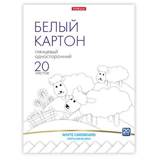 Картон Белый Глянцевый На Клею Erichkrause, А4, 20 Листов (1374807)
