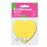 Блок Самоклеящийся Бумажный Erichkrause Heart Neon, 50 Листов, Желтый (1444417)