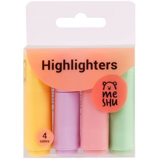 Набор Текстовыделителей Meshu "pomadka" 04цв., 1-3мм, Мини, Скошенный, Трехгранный, Европодвес Ms_4hl50585 (1401488)