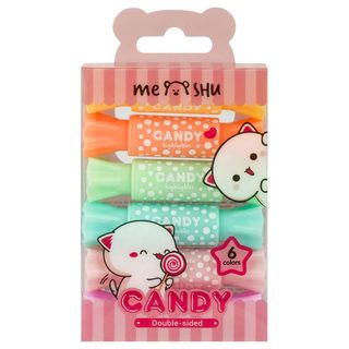 Набор Текстовыделителей Двусторонних Meshu "candy", 06 Цв., Пастельные Цвета (1429852)