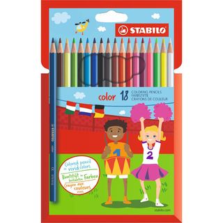 Карандаши Цветные Stabilo Color, 18 Цветов (15 Базовых + 3 Флуоресцентных) (478489)