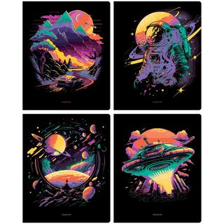 Тетрадь 48л., А5, Клетка Bg "просторы Вселенной", Неоновый Пантон, 6 Цветов (1443907)