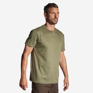 Camiseta Manga Corta Hombre Caza Solognac 100 Verde Algodon M Verde