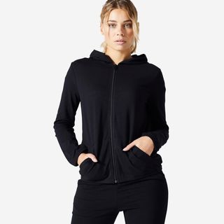 Sudadera Fitness 100 Cremallera Mujer Domyos Negro 2Xl Negro