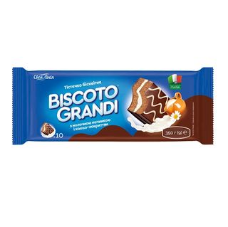 Тістечко бісквітне 350 г Своя лінія з молочною начинкою і какао-покриттям м/п Італія