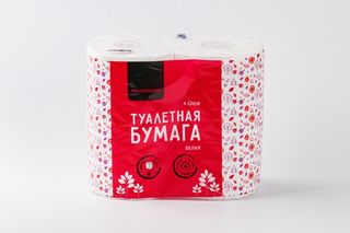 Бумага Туалетная 4 Слоя Белая, 4 Рулона
