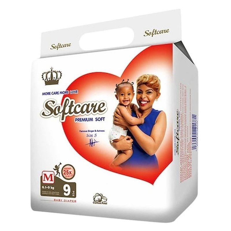 Softcare Premium Soft Baby Diaper, Medium, 9 pcs