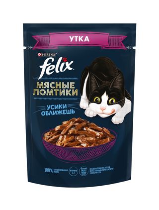 Felix(Феликс) влажный корм для кошек мясные ломтики кусочки в соусе с утки 75 гр
