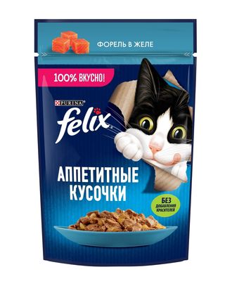Felix(Феликс) Аппетитные влажный корм для кошек в желе со вкусом форели 75 гр