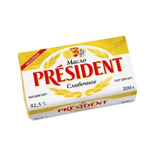 Масло President Сливочное 82% 180гр Kz 4607022662818