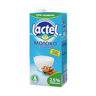 Молоко Lactel 2,5% 1л Тетр/пак Kz 4870055002689