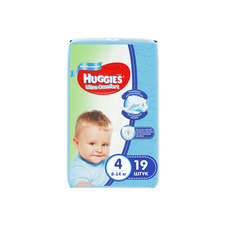 Подгузники Huggies Ultra Comfort Для Мальчиков 4 8-14кг 19шт М/уп Рф5029053543550
