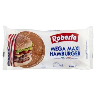 Roberto Mega Maxi Hamburger Con Semi Di Sesamo 2 Panini 250 G