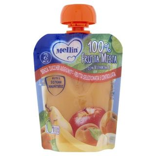 Mellin Merenda Di Frutta 100% Frutta Mista Con Mela, Pera, Banana, Albicocca Pouch 90 G