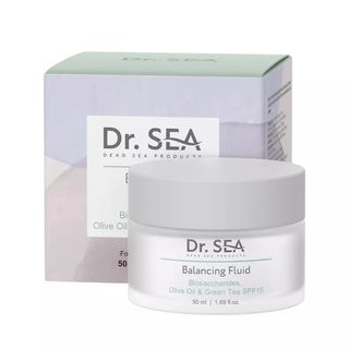 Балансуючий Флюїд Для Обличчя Та Декольте Dr.sea З Біосахаридами, Олією Оливи І Екстрактом Зеленого Чаю Spf15, 50 Мл