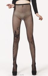 Колготки Черные С Рисунком В Виде Бабочек [черный ] (22.7.8638)