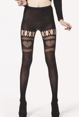Колготки С Принтом И Имитацией Чулок [черный ] (22.7.8672)