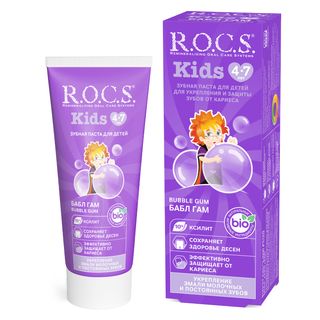 Rocs Зубная Паста Kids Бабл Гам Для Детей От 4 Лет 45 Гр