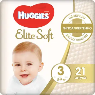 Huggies Подгузники Elite Soft 3 (5-9 Кг) № 21 Шт