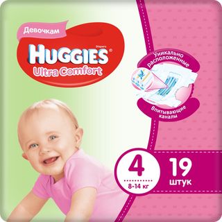 Huggies Подгузники Ultra Comfort 4 (8-14кг) Для Девочек № 19 Шт