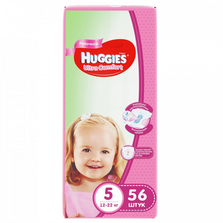 Huggies Подгузники Ultra Comfort Mega 5 (12-22кг) Для Девочек 56 Шт