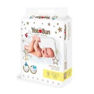 Yokosun Подгузники Premium S Для Детей 3-6 Кг П/эт Пакет № 72 Шт