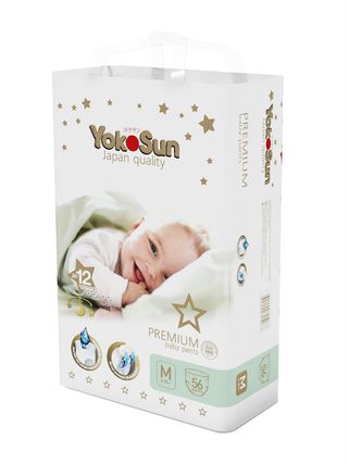 Yokosun Подгузники-трусики Premium M Для Детей 6-10 Кг П/эт Пакет № 56 Шт
