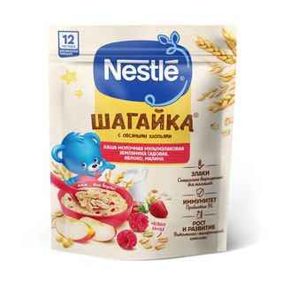 Каша Шагайка Молочная Мультизлаковая С Земляникой Садовой, Яблоком, Малиной С 12 Мес 190г С Бифидоба