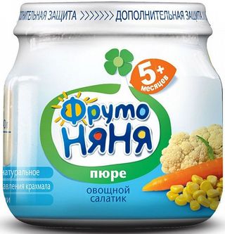 Фрутоняня Пюре Овощной Салатик Цветная Капуста, Кукуруза Морковь 80 Г