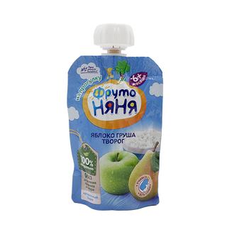 Фрутоняня Пюре Яблочно-грушевый С Творогом 90 Г