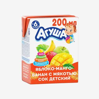 Агуша Укрепляйка Сок Яблоко-манго-банан 200мл Бз 18х