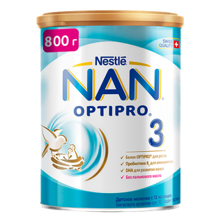 Nestle Смесь Nan 3 Optipro Молчная Для Детей С 12 Месяцев 800 Г