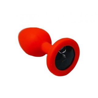 Анальная Пробка Из Красного Силикона С Черным Кристаллом (размер S)