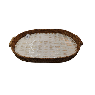 MOSAIQUE FISH PLATEAU OVAL AVEC MANCHE 53x36x6 CM REF