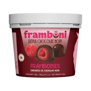 Framboni Framboises Enrobées Chocolat Noir 150G