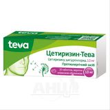 Цетиризин-тева Таблетки Вкриті Плівковою Оболонкою 10 Мг Блістер №20